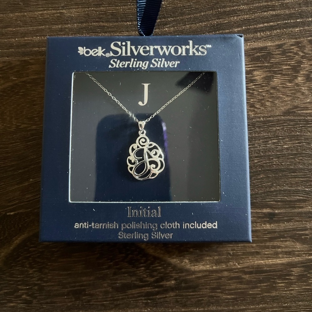 Silverworks Sterling Silver Initial “J” Necklace 18” D11